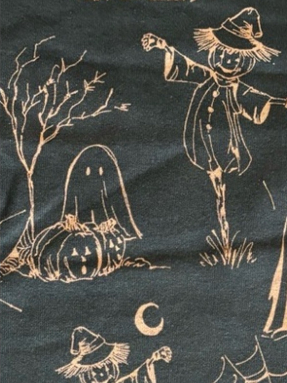 Burt's Bees Baby Black Top with Gold Halloween Sketch Print